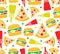 Seamless pizza and burger pattern
