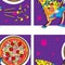 Seamless pizza character background guitar food star notes. Packaging wrapper banner web textiles. Vector image