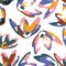 seamless plants pattern background with abstract multicolour flowers