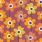 Seamless plants pattern background with multicolour flower fields , greeting card or fabric