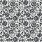 Seamless Polish folk art black floral pattern - wzory lowickie, wycinanki