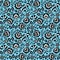 Seamless Polish folk art blue floral pattern - wzory lowickie, wycinanki