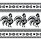 Seamless Polish monochrome folk art pattern with roosters - Wzory lowickie