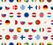 Seamless political pattern with European Union countries flags. Vector colorful illustration with set EU members emblems.