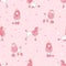 Seamless poodle dog pattern in pink color.