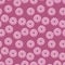 Seamless positive color pattern with sweet pink donuts with icing and topping on a dark pink background