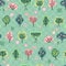 Seamless pretty pattern with stylized cute trees.