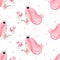 Seamless princess pattern with beautiful girls and butterflies.