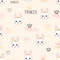 Seamless princess pattern with cute bunnies.