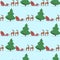 Seamless Print with Empty Santa Claus Sledge.