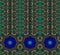 Seamless print for fabric. Beautiful ornamental pattern. Design with ethnic motifs in blue and green colors