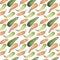 Seamless pumpkin watercolor squash pattern with natural illustrations on the paper.
