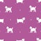 Seamless purple poodle and dog monochrome retro hipster pattern.