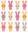 Seamless rabbits cartoon background