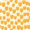 Seamless random isolated pattern with bright lock ornament. Yellow colored vintage shapes on white background