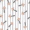 Seamless random pale pattern with mushroom simple elements. Grey and white striped background