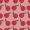 Seamless random pattern in pink palette with doodle apple ornament. Hand drawn fruits backdrop