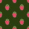 Seamless raspberry background green pattern