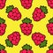Seamless raspberry background yellow pattern
