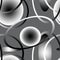 Seamless raster pattern of elliptical shapes and circles. Black and white gradient.