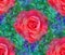 Seamless raster pattern - rose on a green background