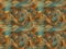 Seamless Rectangle Tile, 4 Combined Together for Visual Effect, Wavy Style, Main Colors Blue Orange, Unique Pattern Design