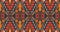 Seamless red-orange fabric pattern adorned with traditional Central Asian motifs.EP.6