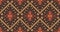 Seamless red-orange fabric pattern adorned with traditional Central Asian motifs.EP.7