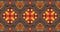 Seamless red-orange fabric pattern adorned with traditional Central Asian motifs.EP.8