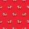 Seamless red pattern with rocking horses. Cute kids xmas background. Brigh colors child play illustration.