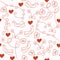 Seamless red romantic pattern with doves