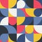 Seamless red-yellow-blue abstract geometric print. Vector multi colored illustration. Original geometric pattern.