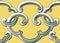 Seamless relief sculpture decoration retro pattern Chinese yellow royal spiral curve cross frame chain