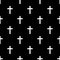 Seamless religious cross pattern on black