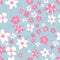 Seamless repeat floral pattern in pink and blue