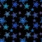 Seamless repeat pattern with blue, turquoise flowers in the form of an asterisk, star  on white background. drawn fabric, gift