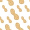 Seamless repeat pattern with drawn peanuts. Vector isolated background