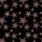 Seamless repeat pattern with flowers in the form of an asterisk, star  on black  background. drawn fabric, gift wrap, wall art
