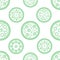 Seamless repeat pattern with green outline pizza on the white background