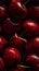 Seamless repeatable pattern of cherries stacked on each other