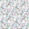 Seamless repeated floral pattern - pink cherry (sakura) and apple flowers. Watercolor