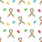 Seamless repeated pattern with puzzle pieces and ribbon for International Autism Awareness Day. Autistic disease. Mental