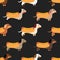 Seamless repeating pattern with cute dachshunds