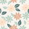 A seamless repeating pattern featuring beautiful flowers in soft, pastel tones with a vintage twist.