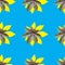 Seamless repeating pattern from ricinus communis yellow with blue color