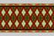 Seamless retro ethnic ethnic tribal fabric pattern in green and red orange tones, for apparel and fashion products pattern