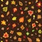 Seamless retro fifties autumn leaves pattern