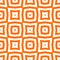 Seamless retro orange and white optical illusion wavy psychedelic lines and squares repeating pattern.