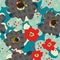 Seamless retro pattern with flowers