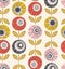 Seamless retro pattern with flowers